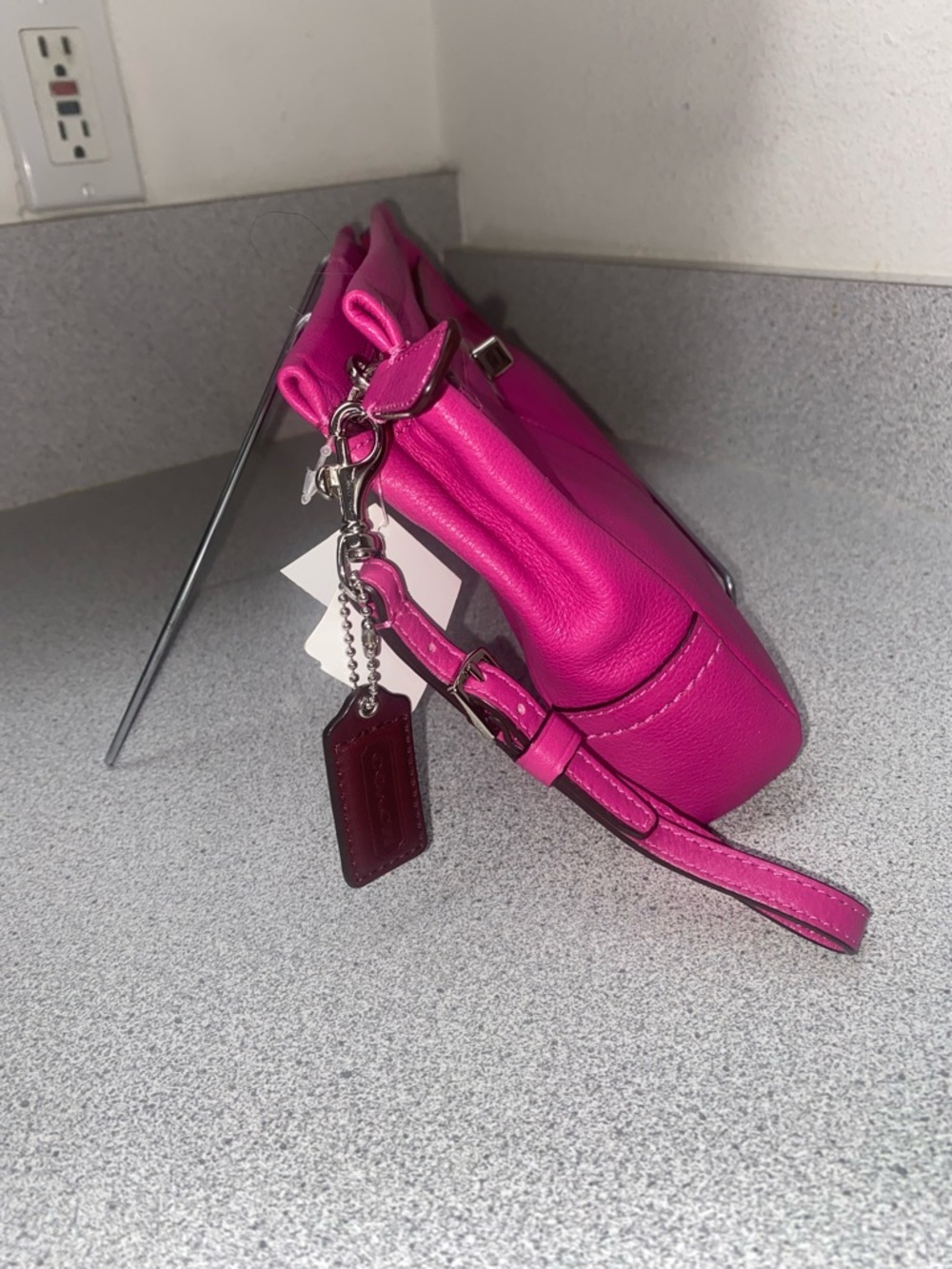 Coach Park Leather Legacy Bright Magenta Turnlock Clutch NWT - Picture 8 of 14